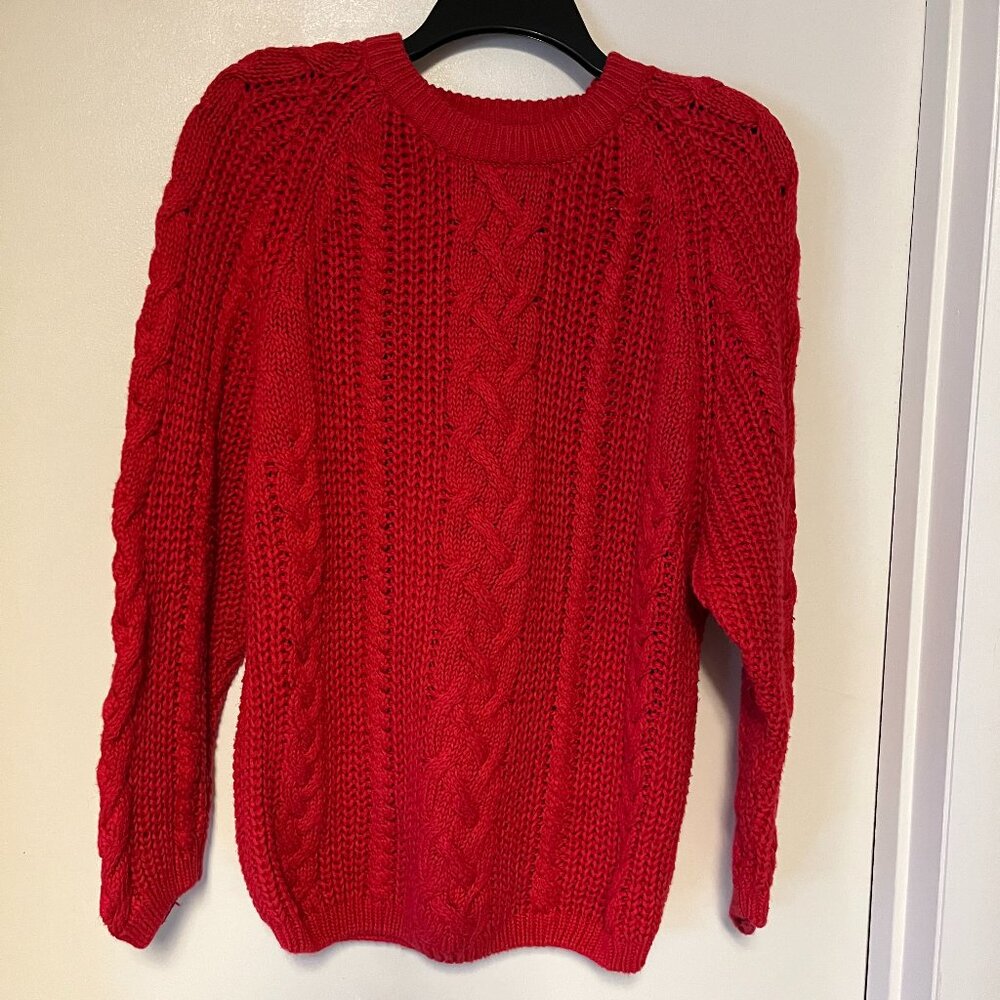 Hunters Run Red Knit Long Sleeve Sweater, Size L